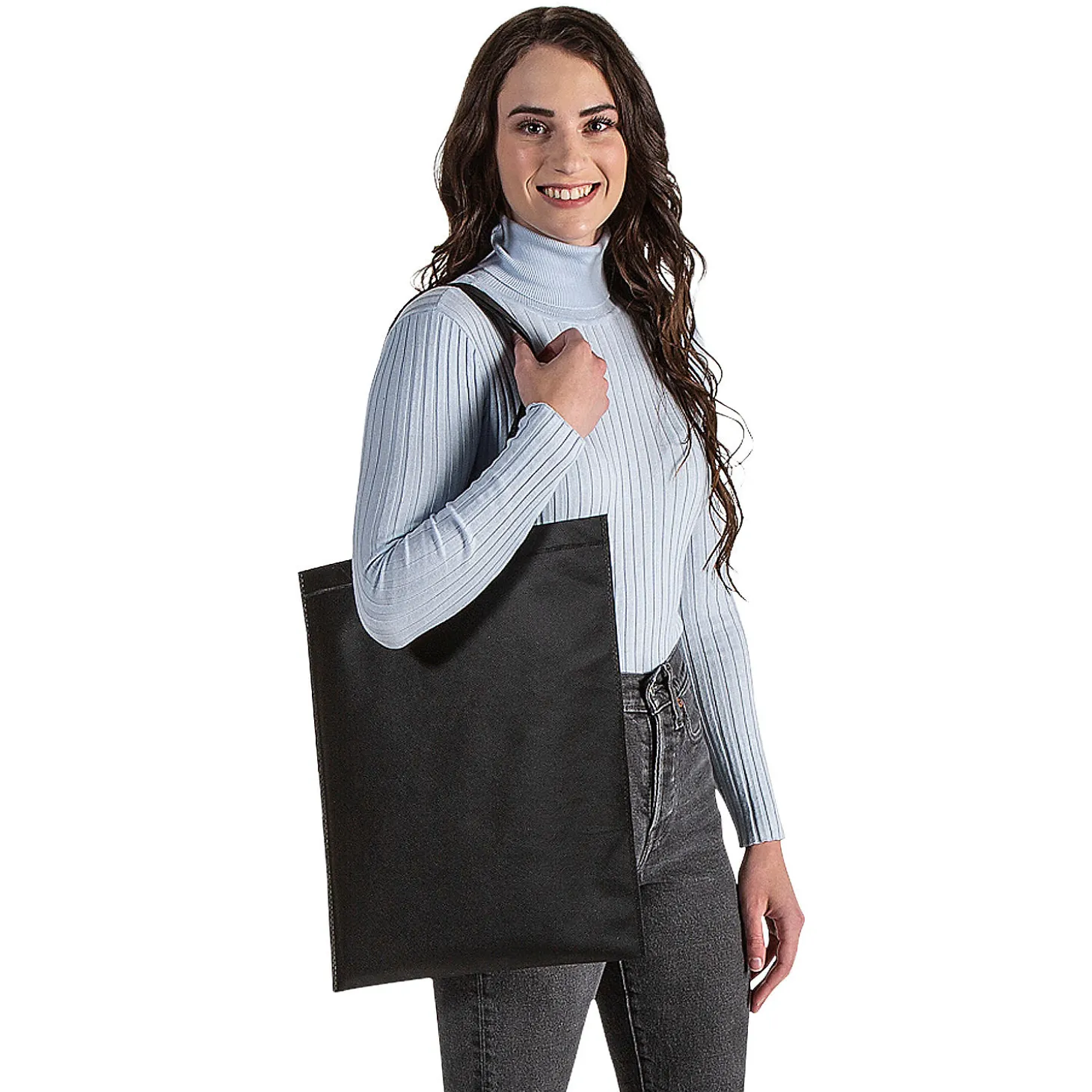 15" X 17" Large Black Tote Bags - 12 Pc.