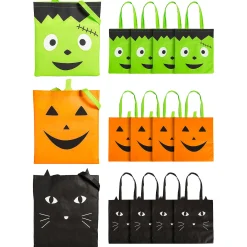 15" X 17" Large Halloween Character Faces Nonwoven Tote Bags - 12 Pc.