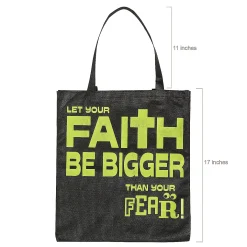 15" X 17" Large Nonwoven Glow-In-The-Dark Faith Over Fear Tote Bags - 12 Pc.