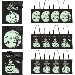 15" X 17" Large Nonwoven Glow-In-The-Dark Halloween Tote Bags - 12 Pc.