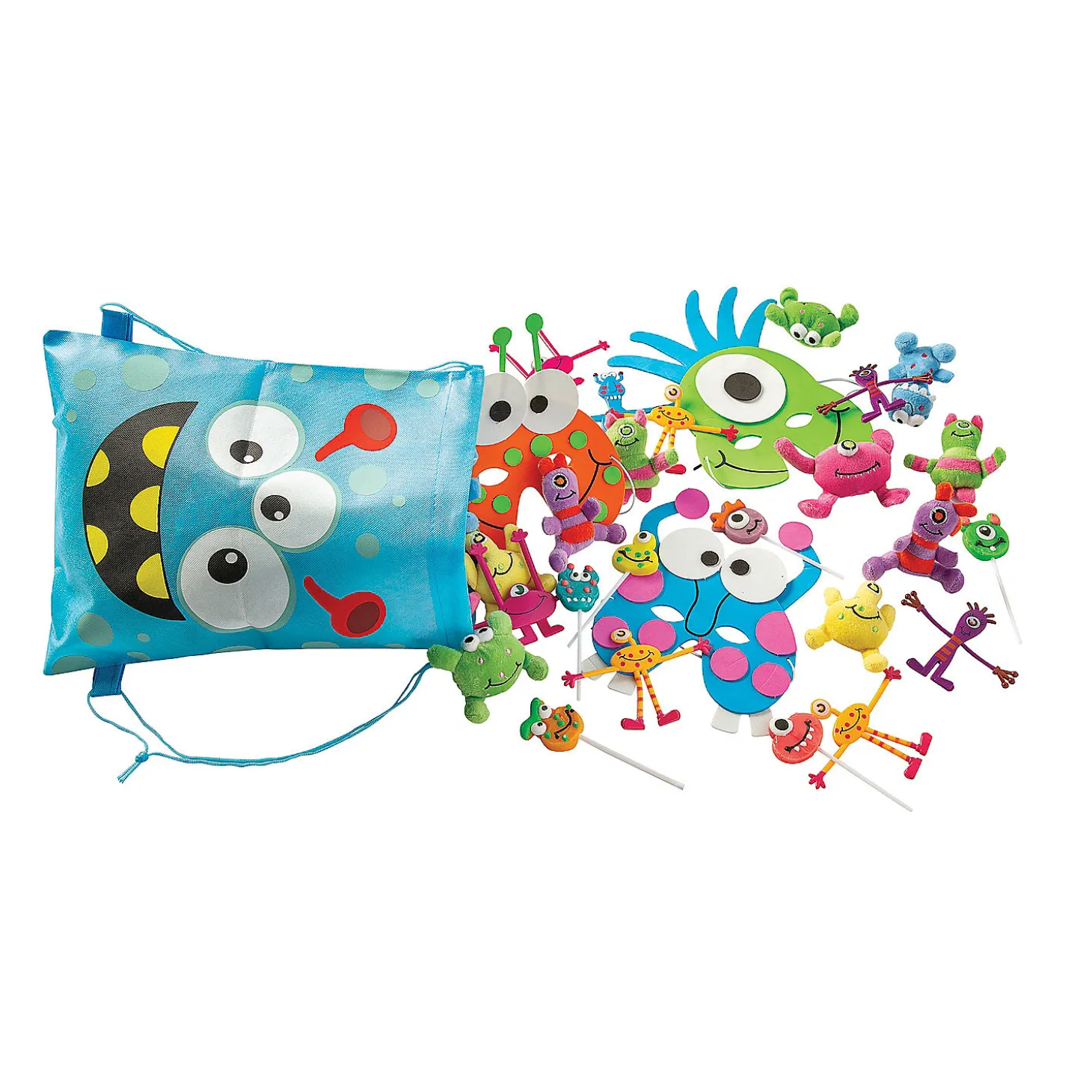 12" X 15" Medium Nonwoven Silly Monster Drawstring Bags - 12 Pc.