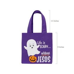 6" X 6" Religious Halloween Mini Nonwoven Tote Bags – 12 Pc.