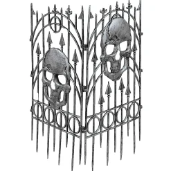 24" X 36" Silver Skull Fence Decoration - 2 Pc.