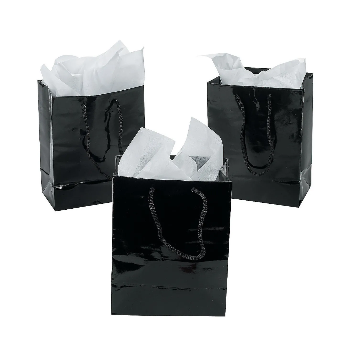 4-1/2" X 5-3/4" Small Black Paper Gift Bags - 12 Pc.