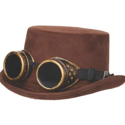 Adult Faux Suede Hat With Goggles