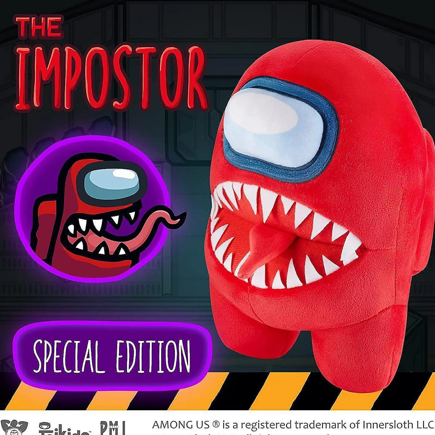 Among Us Red Impostor With Tongue Teeth Plush Huggable Plushie 10" Doll Figure Pmi International