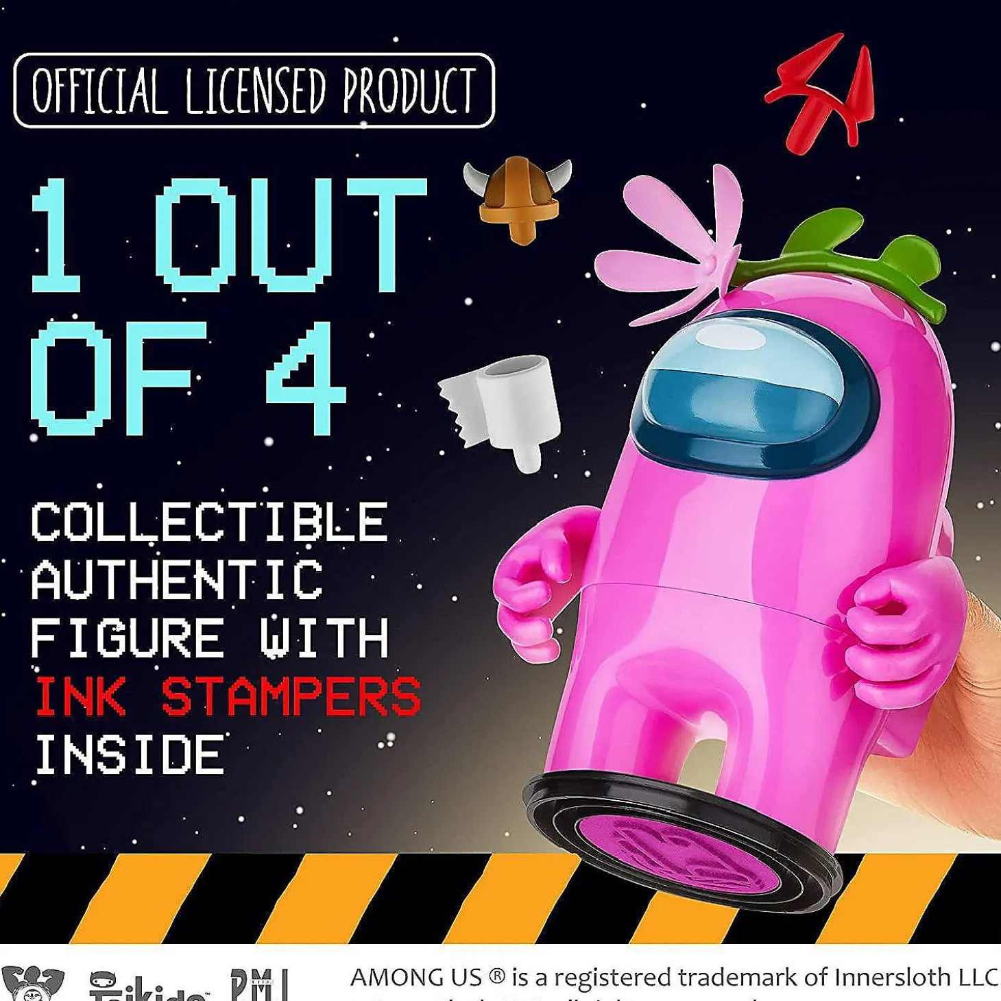 Among Us Stamper Pink Crewmate Flower Hat 7" Video Game Character Figure Pmi International