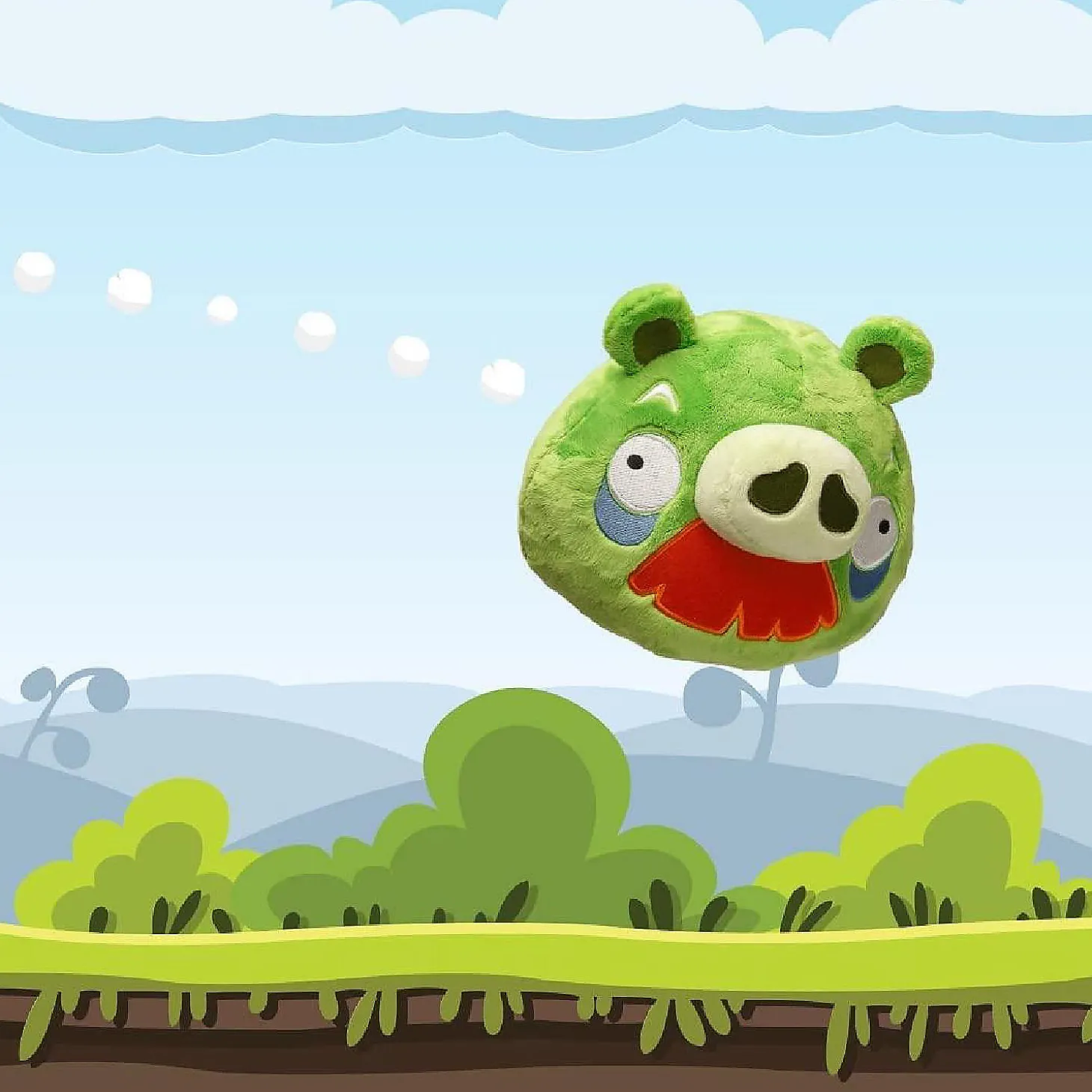 Angry Birds Green Moustache Foreman Pig Plush Bad Piggies 7" Pillow Doll Soft Toy Mighty Mojo