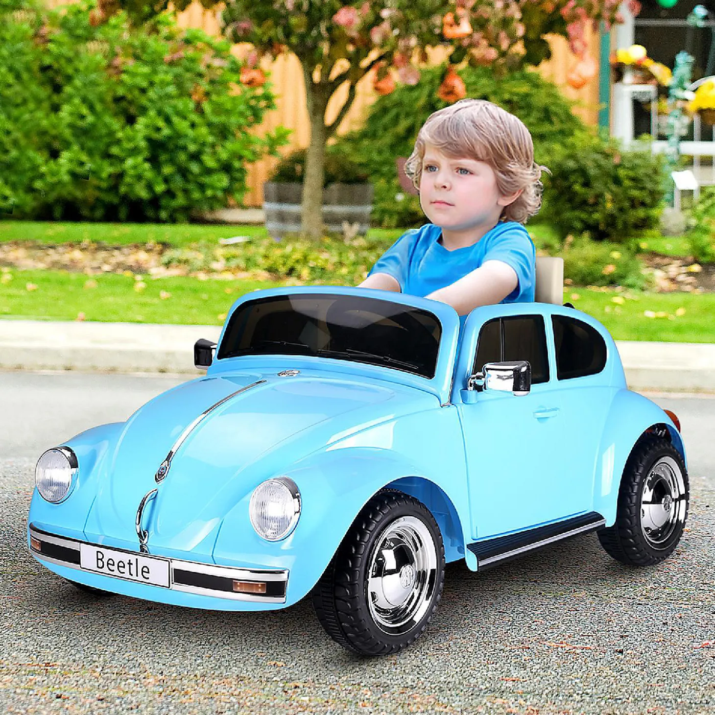 Aosom Licensed Volkswagen Beetle 6V Ride On W/Remote Control Mp3 Connection 3-6Yr Blue