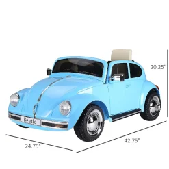 Aosom Licensed Volkswagen Beetle 6V Ride On W/Remote Control Mp3 Connection 3-6Yr Blue