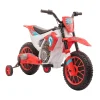 Aosom 12V Electric Motorcycle Dirt Bike Ride On W/ Training Wheels Red