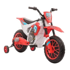 Aosom 12V Electric Motorcycle Dirt Bike Ride On W/ Training Wheels Red