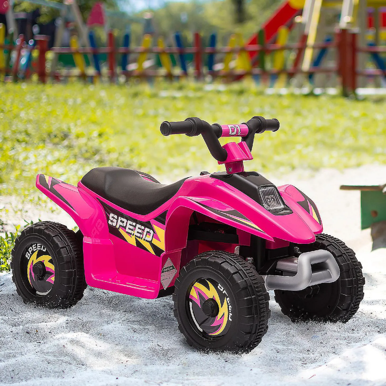Aosom 6V Ride On Atv 4 Wheeler Electric Quad Vehicle W/Forward/ Reverse Switch 3-5Yrs Pink