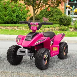 Aosom 6V Ride On Atv 4 Wheeler Electric Quad Vehicle W/Forward/ Reverse Switch 3-5Yrs Pink