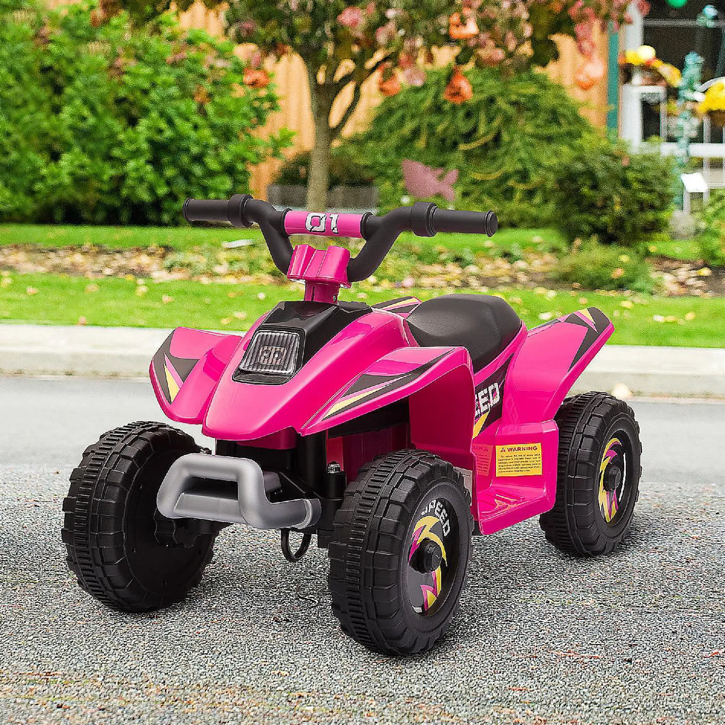Aosom 6V Ride On Atv 4 Wheeler Electric Quad Vehicle W/Forward/ Reverse Switch 3-5Yrs Pink