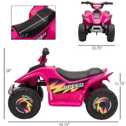 Aosom 6V Ride On Atv 4 Wheeler Electric Quad Vehicle W/Forward/ Reverse Switch 3-5Yrs Pink