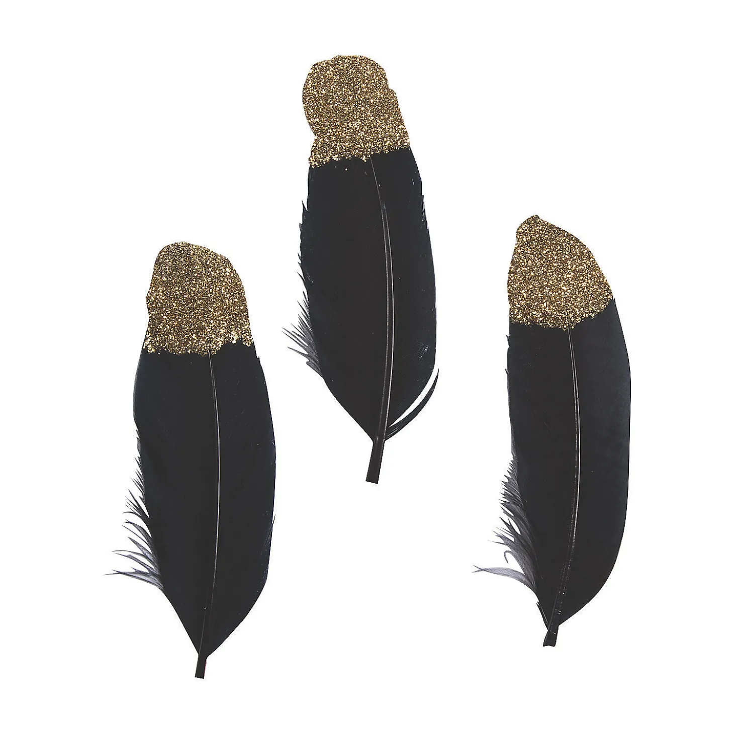 Black & Gold Glitter Feathers
