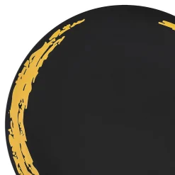 Black With Gold Moonlight Round Disposable Plastic Dinnerware Value Set (20 Settings)