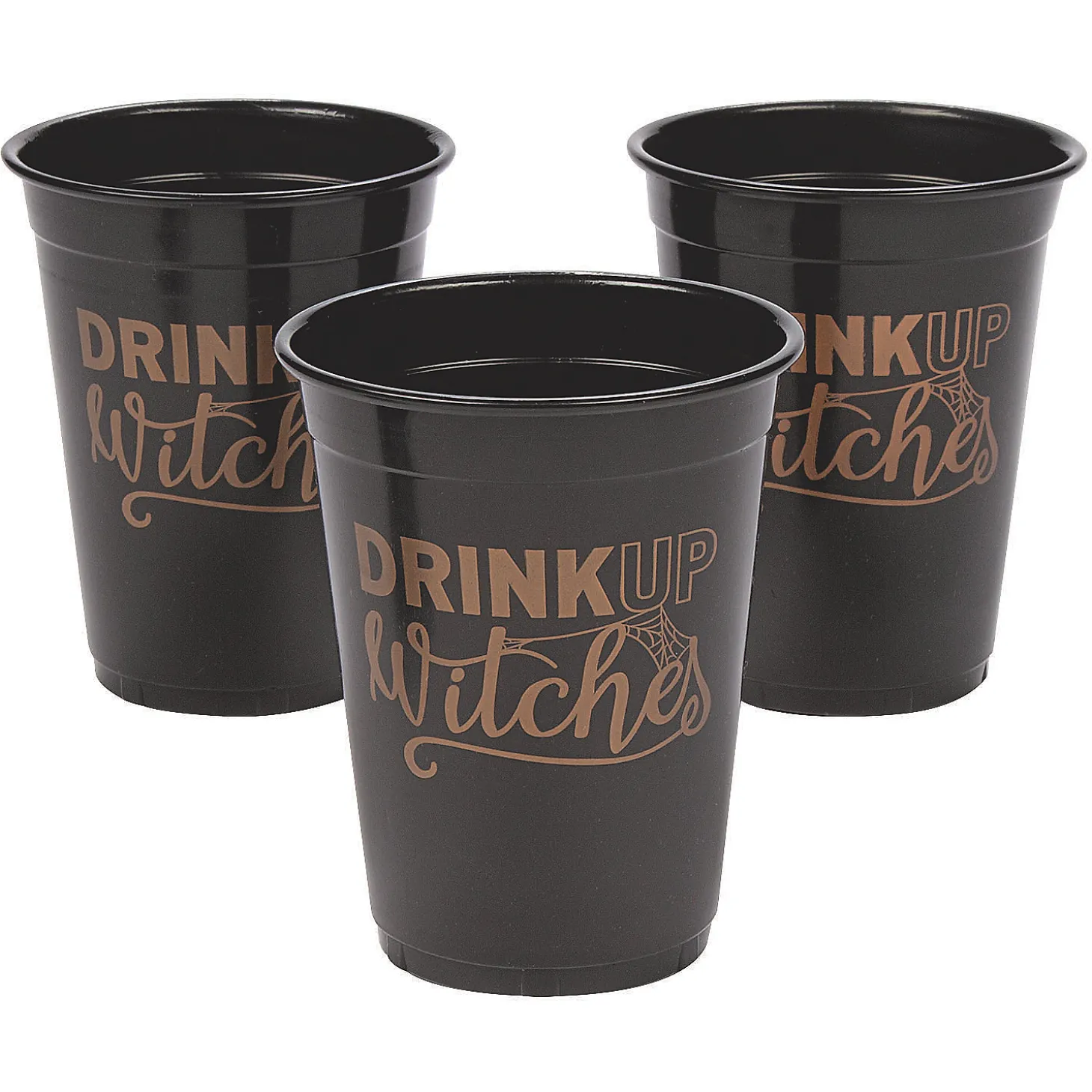 Bulk 50 Ct. Halloween Drink Up Witches Black Plastic Cups