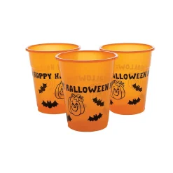 Bulk 50 Ct. Happy Halloween Pumpkin & Bats Plastic Cups