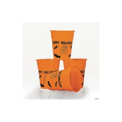 Bulk 50 Ct. Happy Halloween Pumpkin & Bats Plastic Cups
