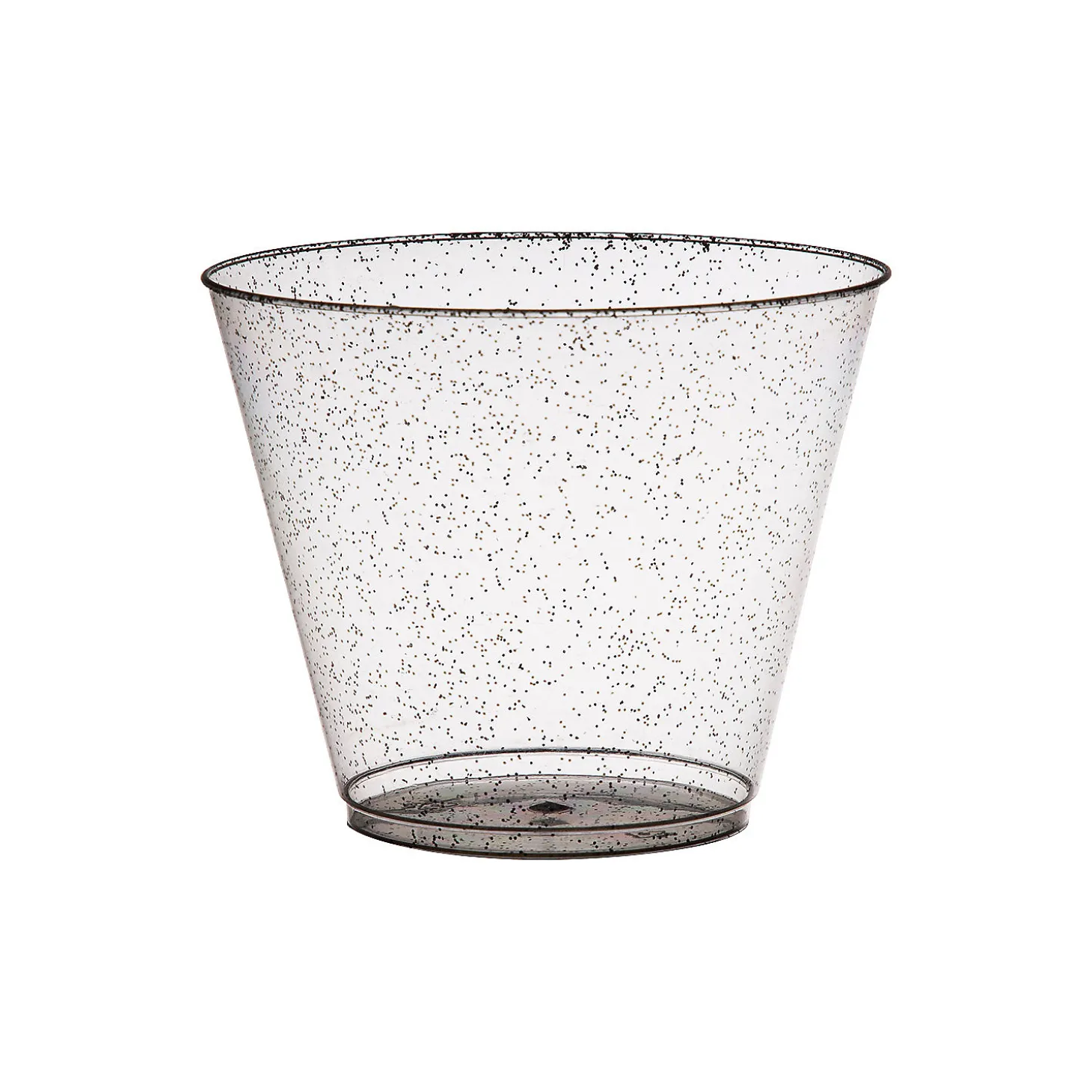 Bulk 50 Ct. Small Clear Plastic Cups With Black Glitter