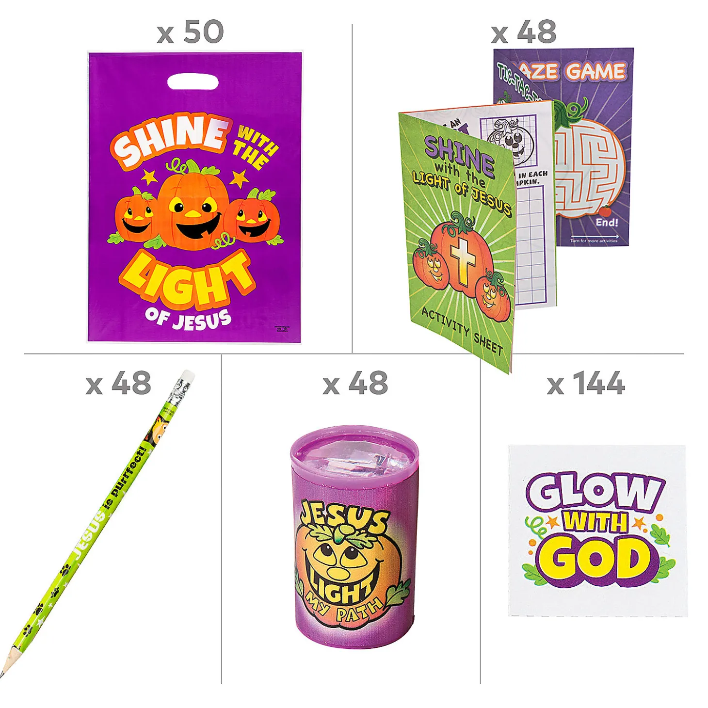 Bulk 338 Pc. Christian Pumpkin Boo Bag Kit For 48