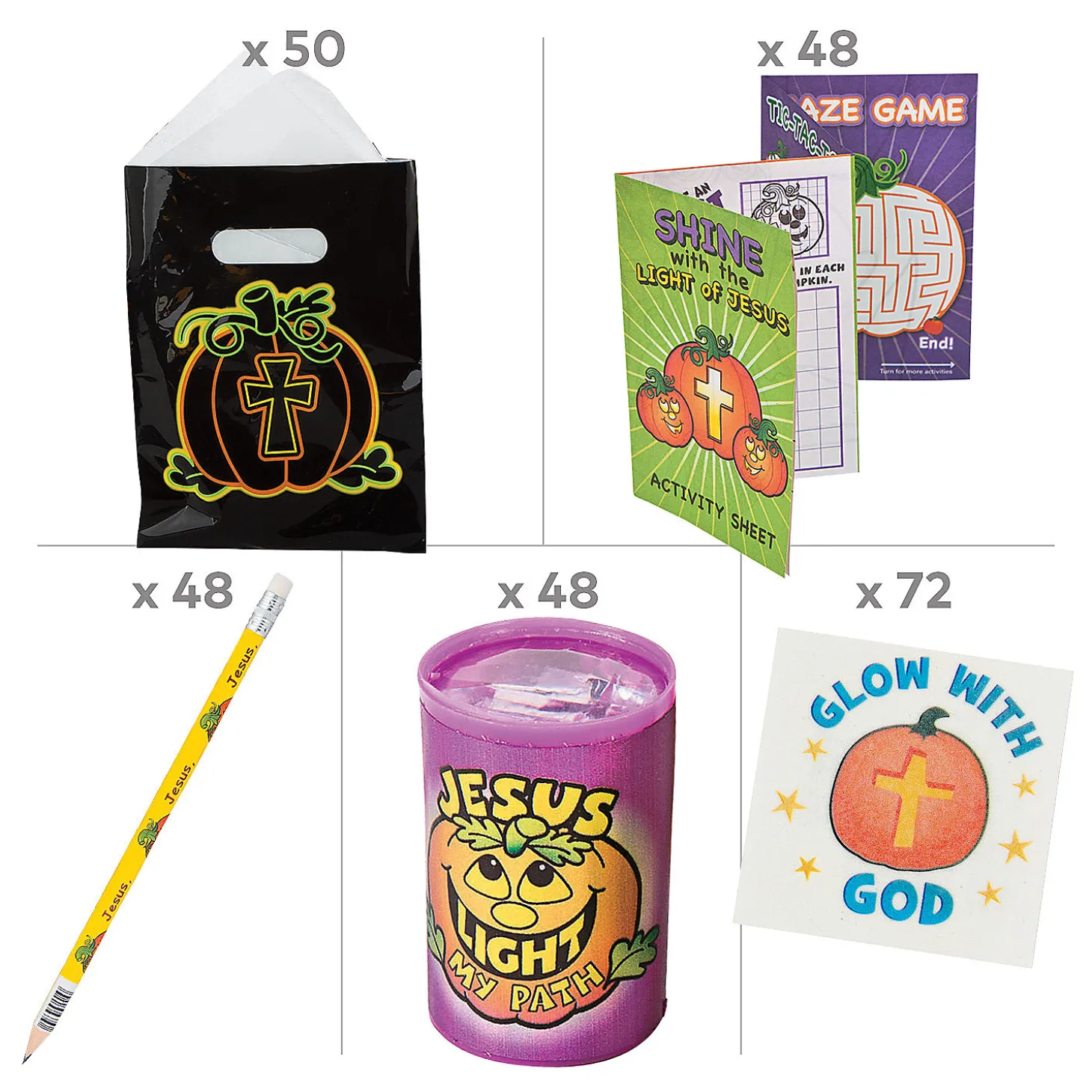 Bulk 338 Pc. Christian Pumpkin Boo Bag Kit For 48