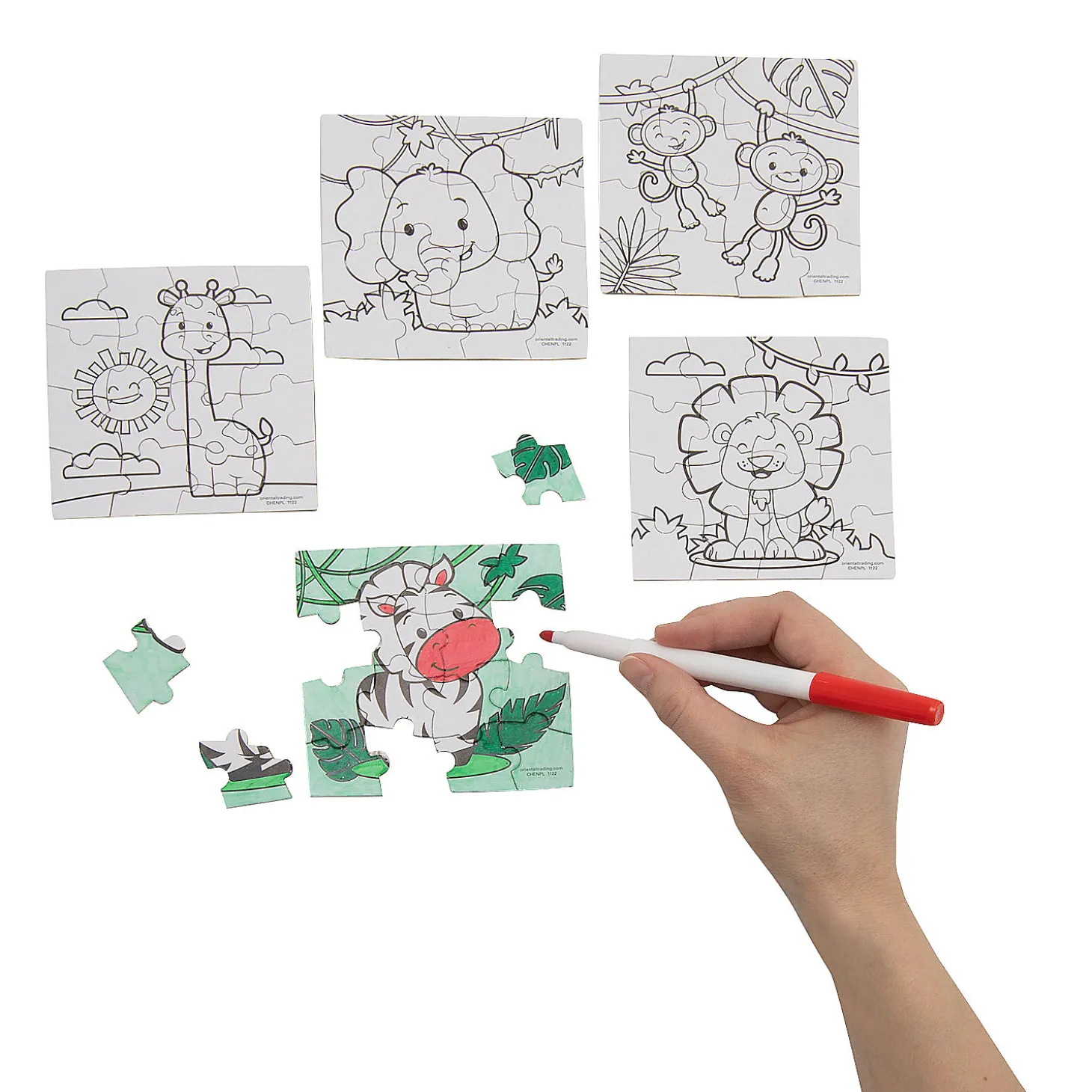 Bulk 50 Pc. Color Your Own Animal Puzzles