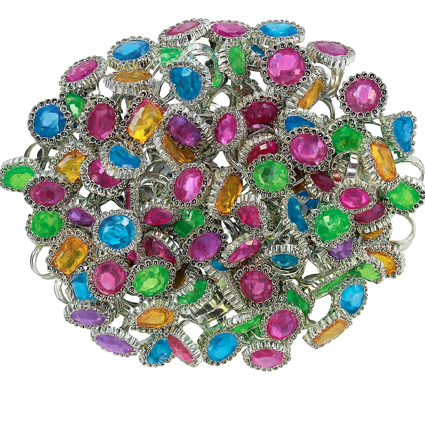 Bulk 72 Pc. Colorful Rhinestone Rings