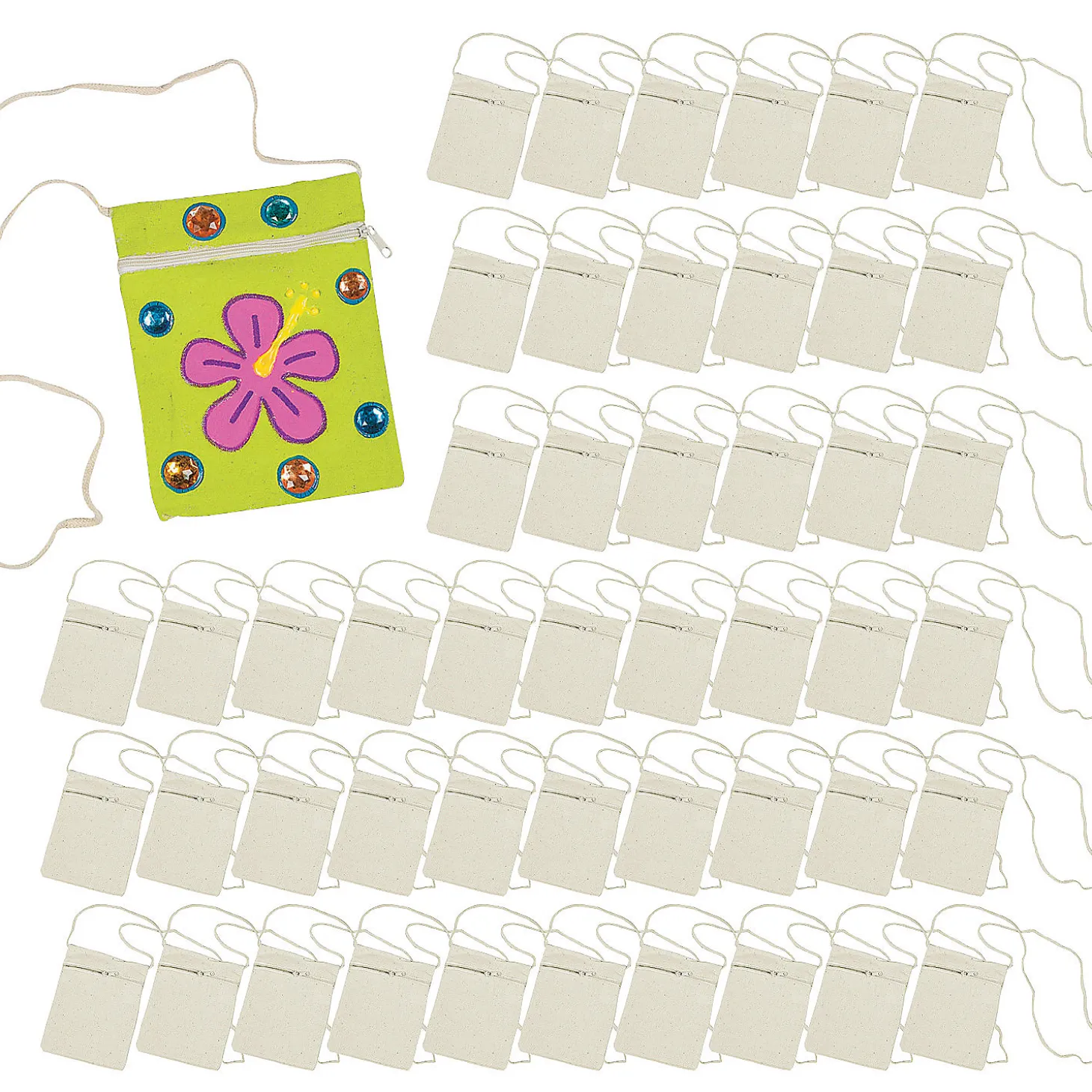 Bulk 48 Pc. Diy Canvas Zipper Purses