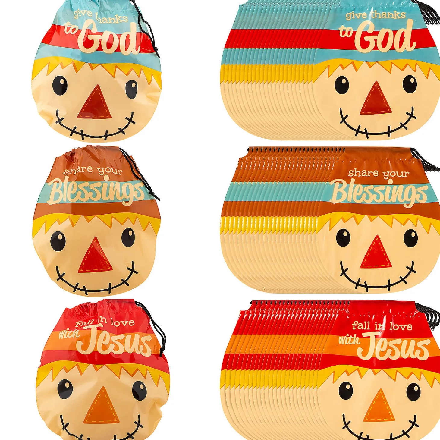 Bulk 72 Pc. Medium Religious Scarecrow Drawstring Goody Bags