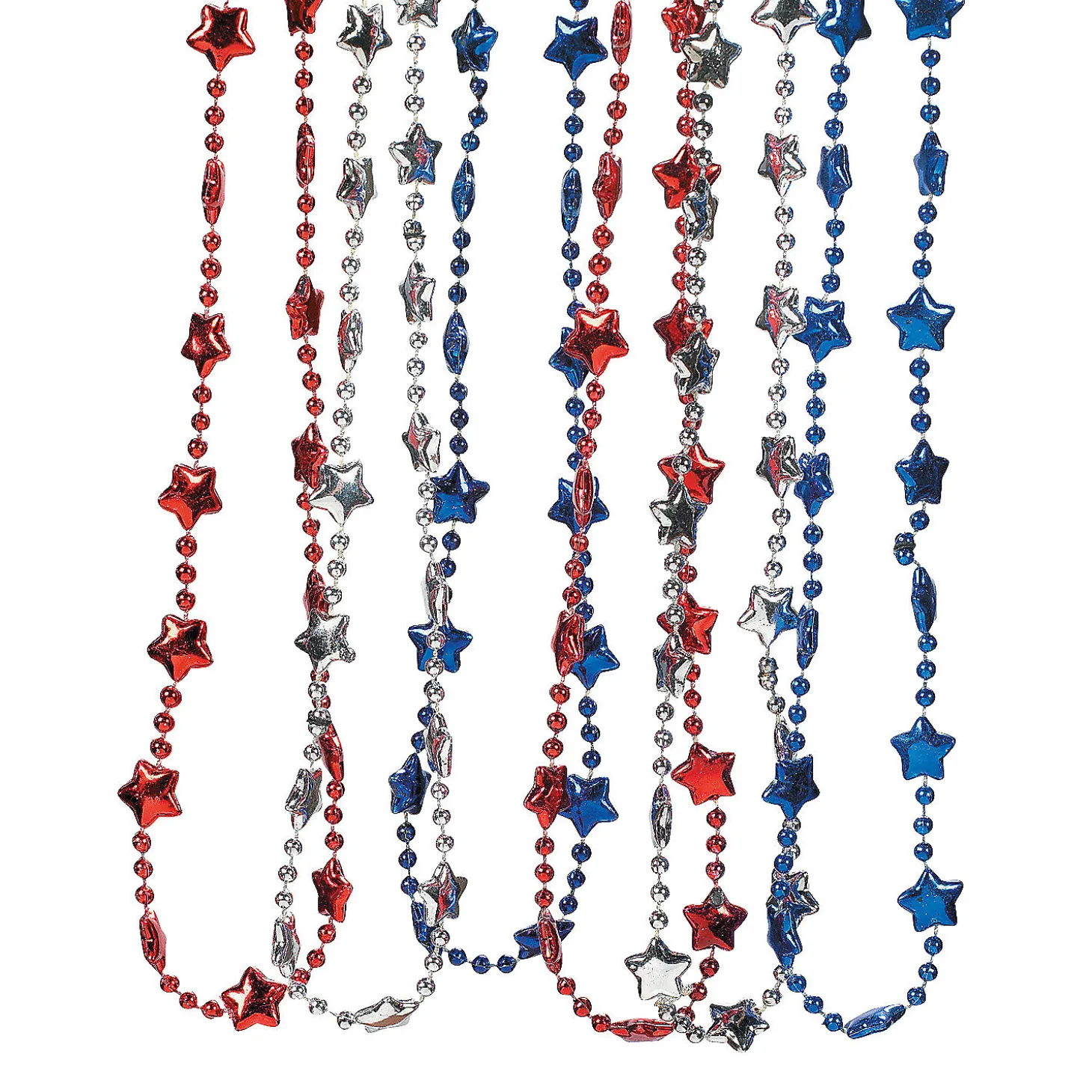 Bulk 480 Pc. Metallic Patriotic Star Bead Necklaces