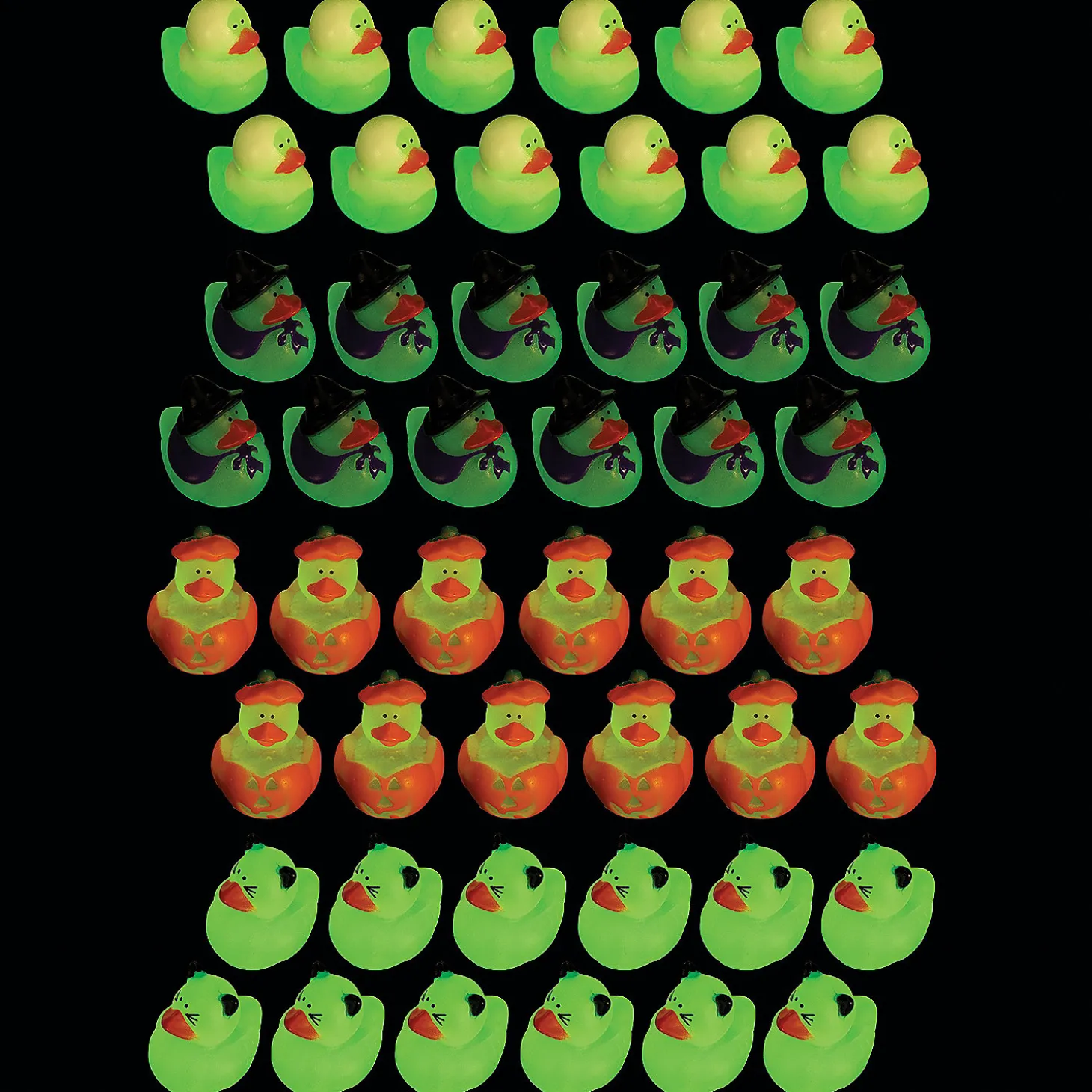 Bulk 120 Pc. Mini Glow-In-The-Dark Halloween Rubber Ducks
