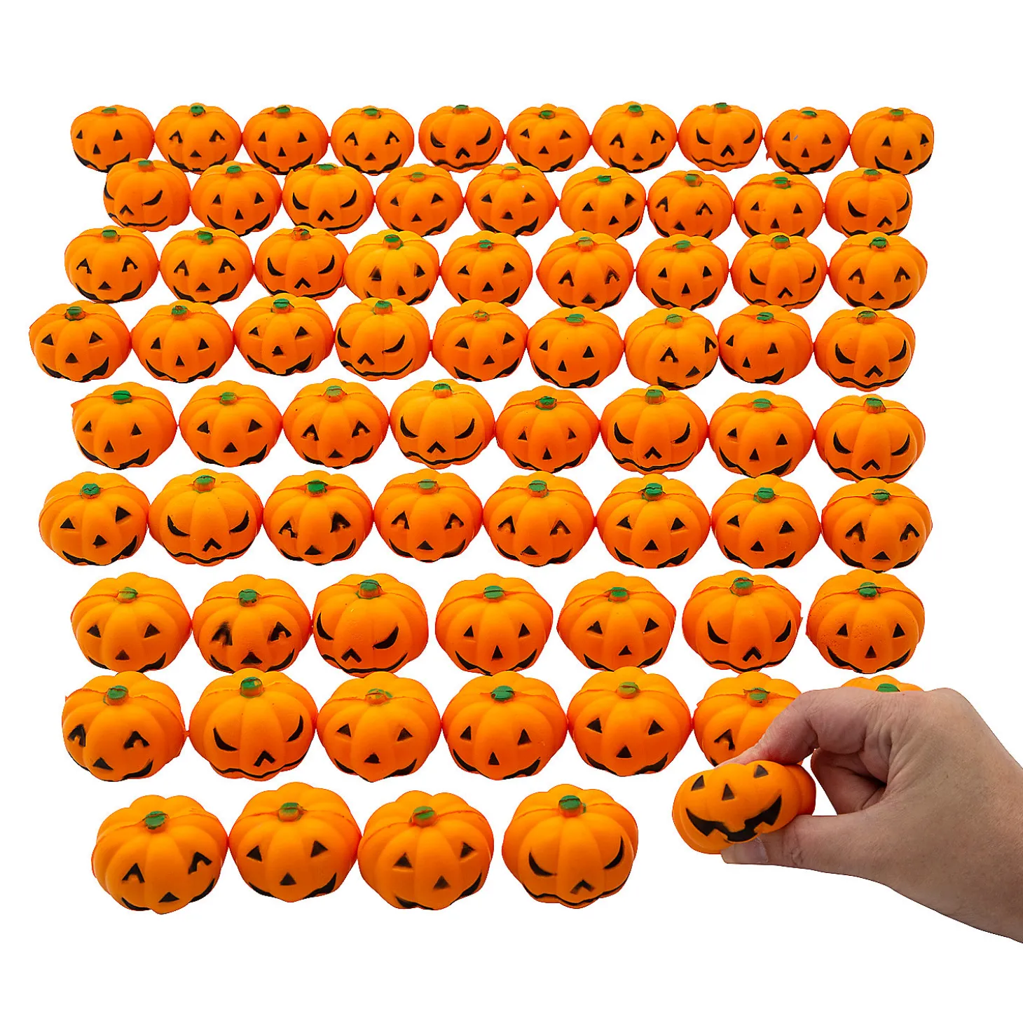 Bulk 144 Pc. Mini Squeeze Jack-O'-Lantern Stress Toys