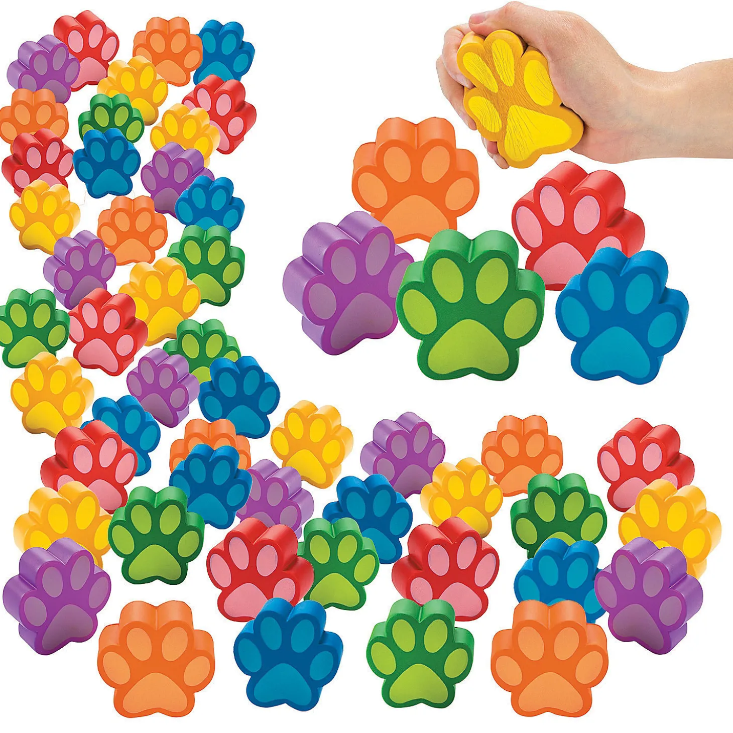 Bulk 48 Pc. Paw Print Stress Toys