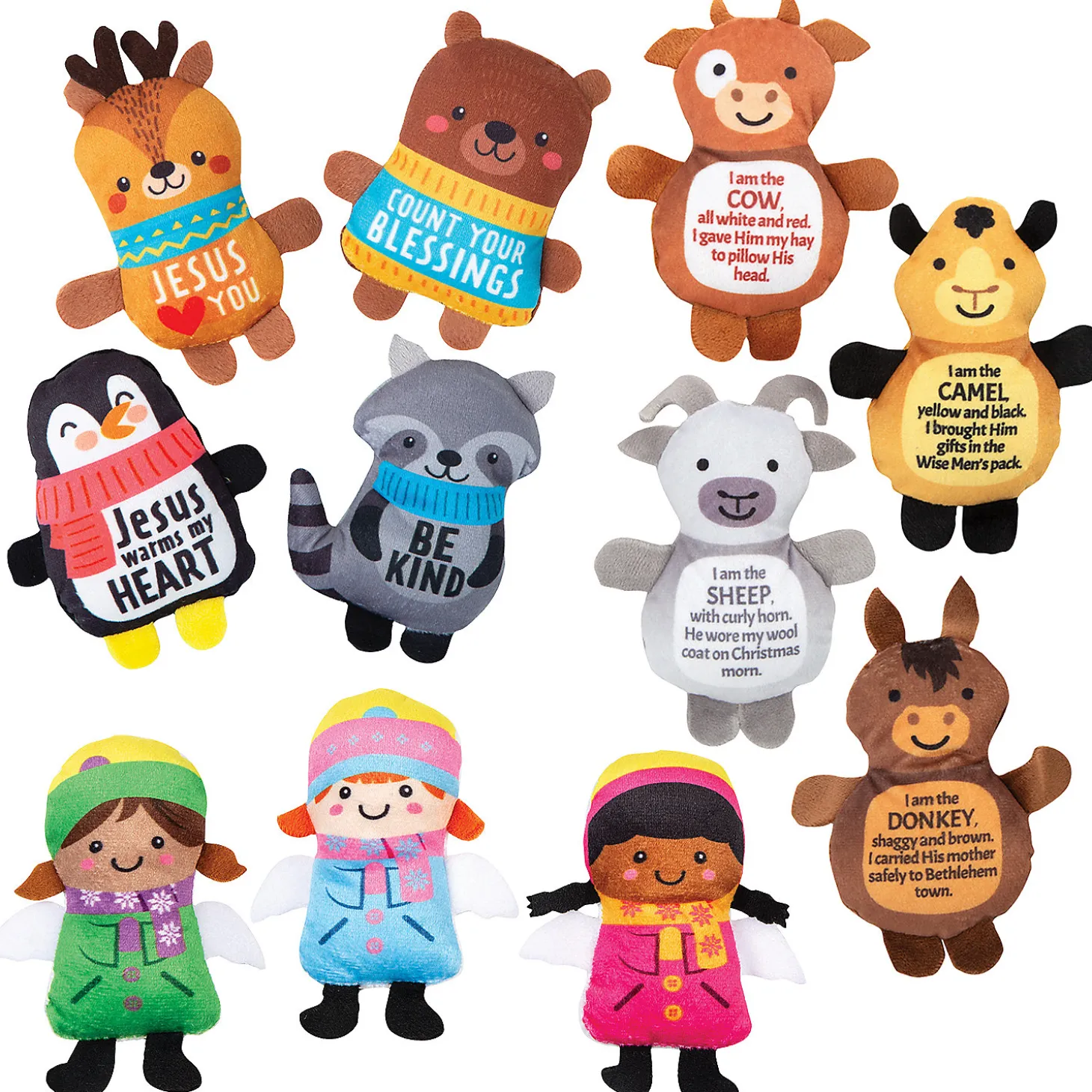 Bulk 150 Pc. Religious Christmas Plush Character Assortment Kit