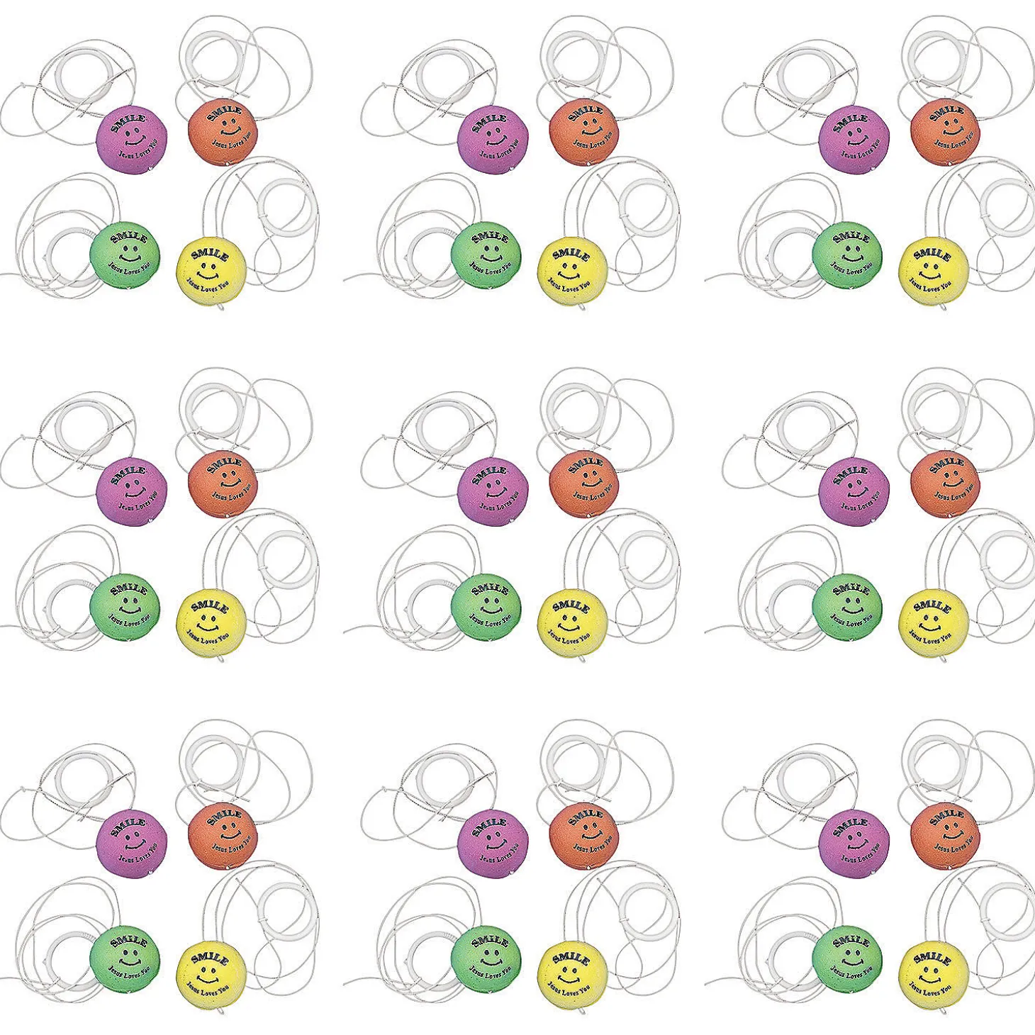 Bulk 48 Pc. Smile Jesus Loves You Return Ball Assortment