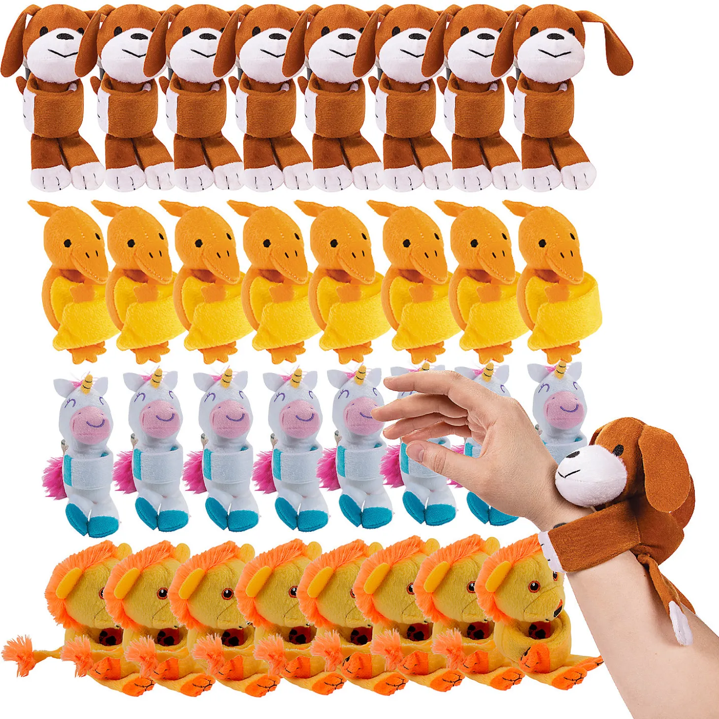 Bulk 48 Pc. Stuffed Hugging Animal Assortment Slap Bracelets
