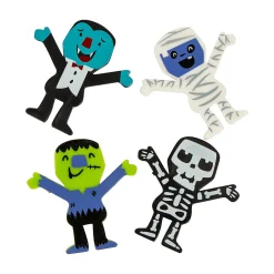 Bulk 48 Pc. Vinyl Skeleton, Mummy, Green Monster, Vampire Halloween Monster Characters