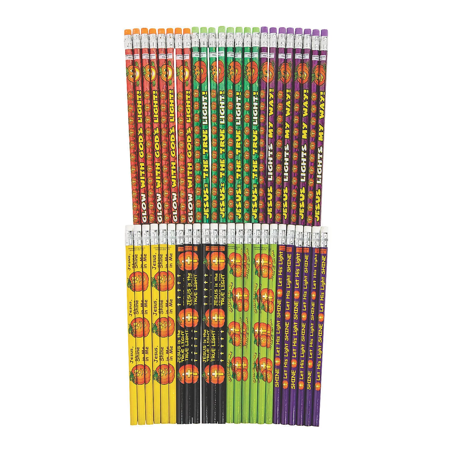 Bulk 48 Pc.Christian Pumpkin Pencil Assortment