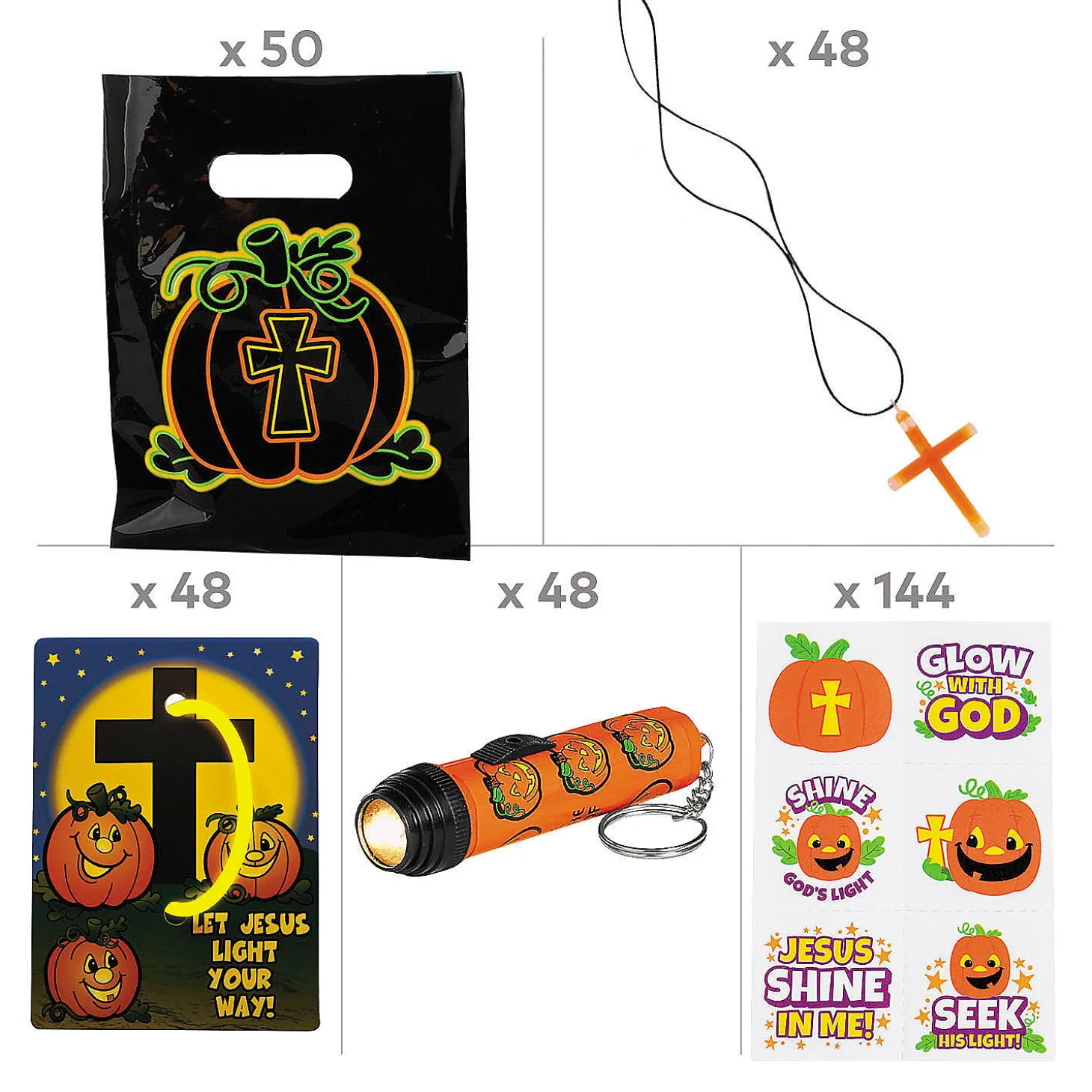 Bulk Christian Pumpkin Glow Handout Kit For 48
