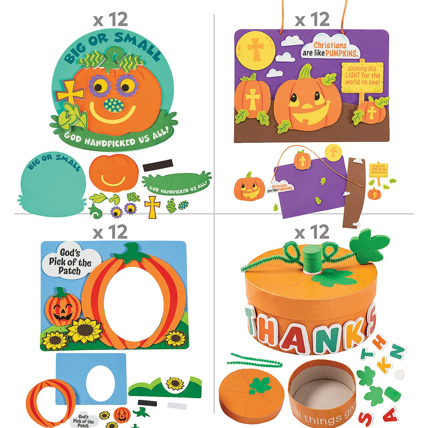Bulk Fall Faith Pumpkin Craft Assortment Kit - Makes 48