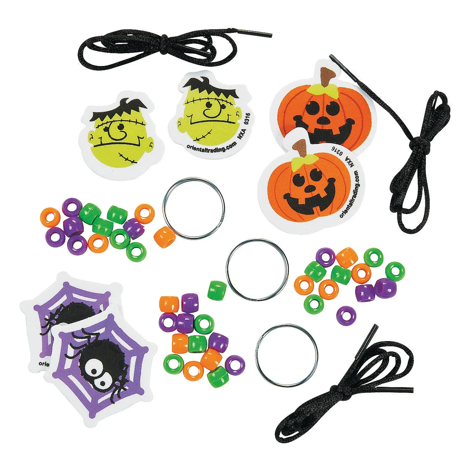 Bulk Halloween Beaded Keychain Craft Kit - Makes 50