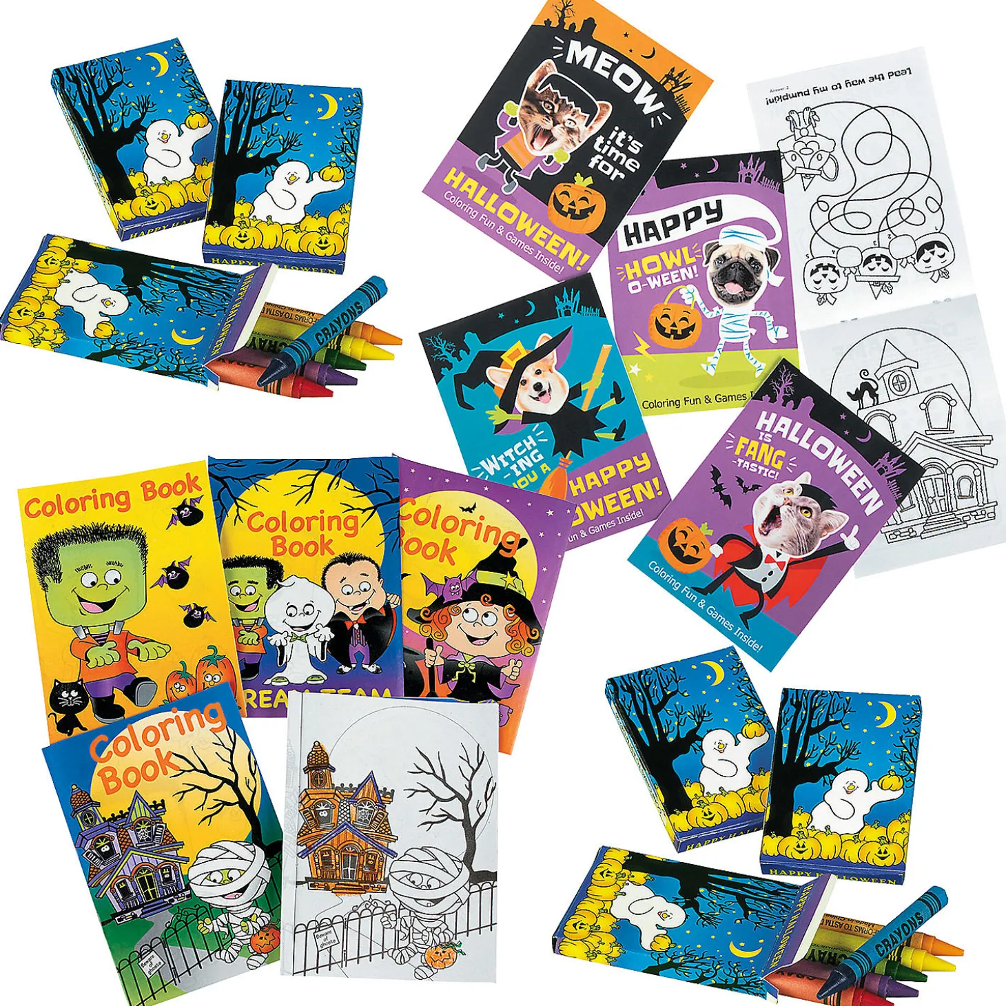 Bulk Halloween Coloring Books & Crayons Kit For 144