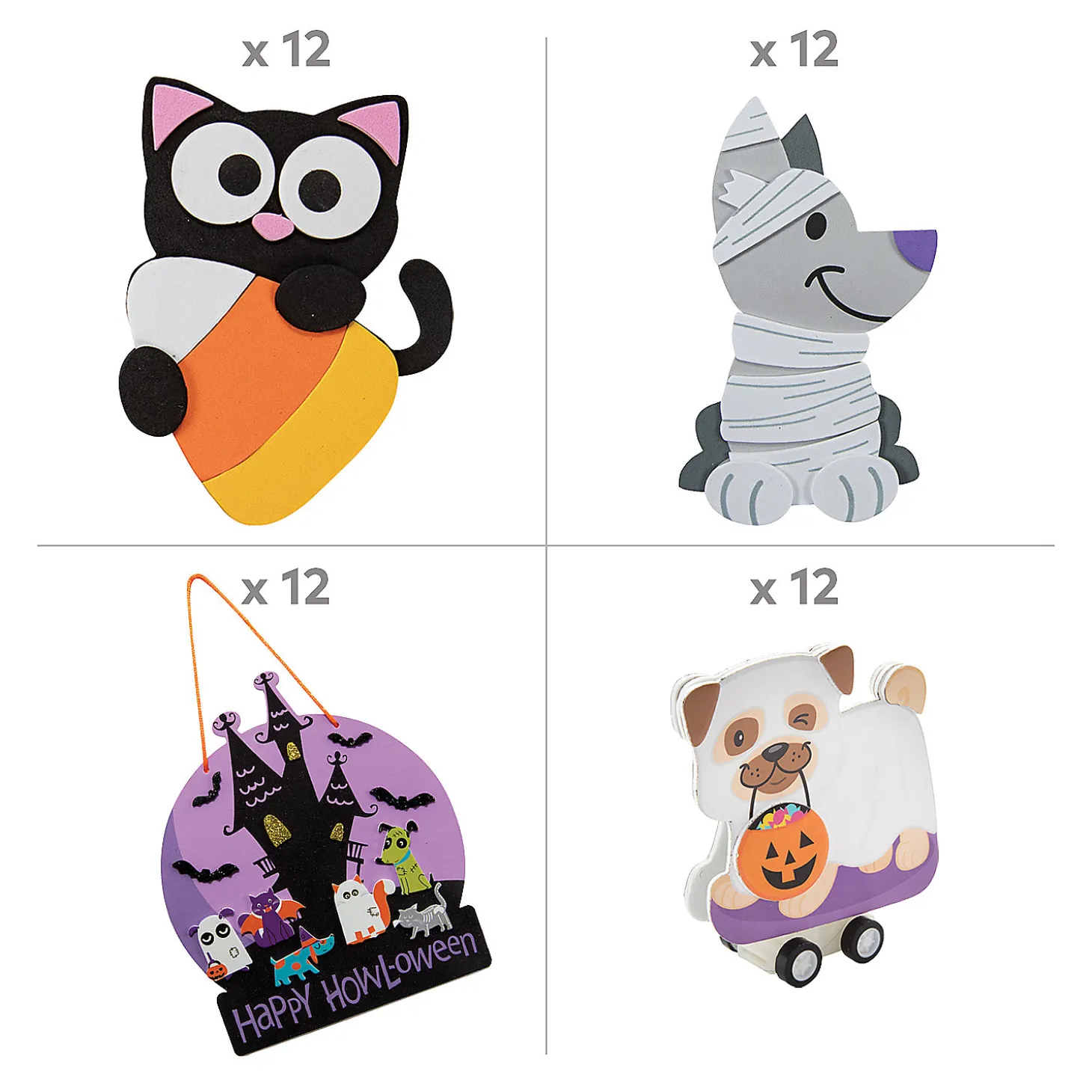 Bulk Halloween Howl-O-Ween Is Purrr-Fect Craft Kit Assortment - Makes 48