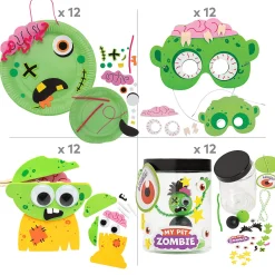 Bulk Halloween Zippy Zombie Craft Kit Assortment - Makes 48