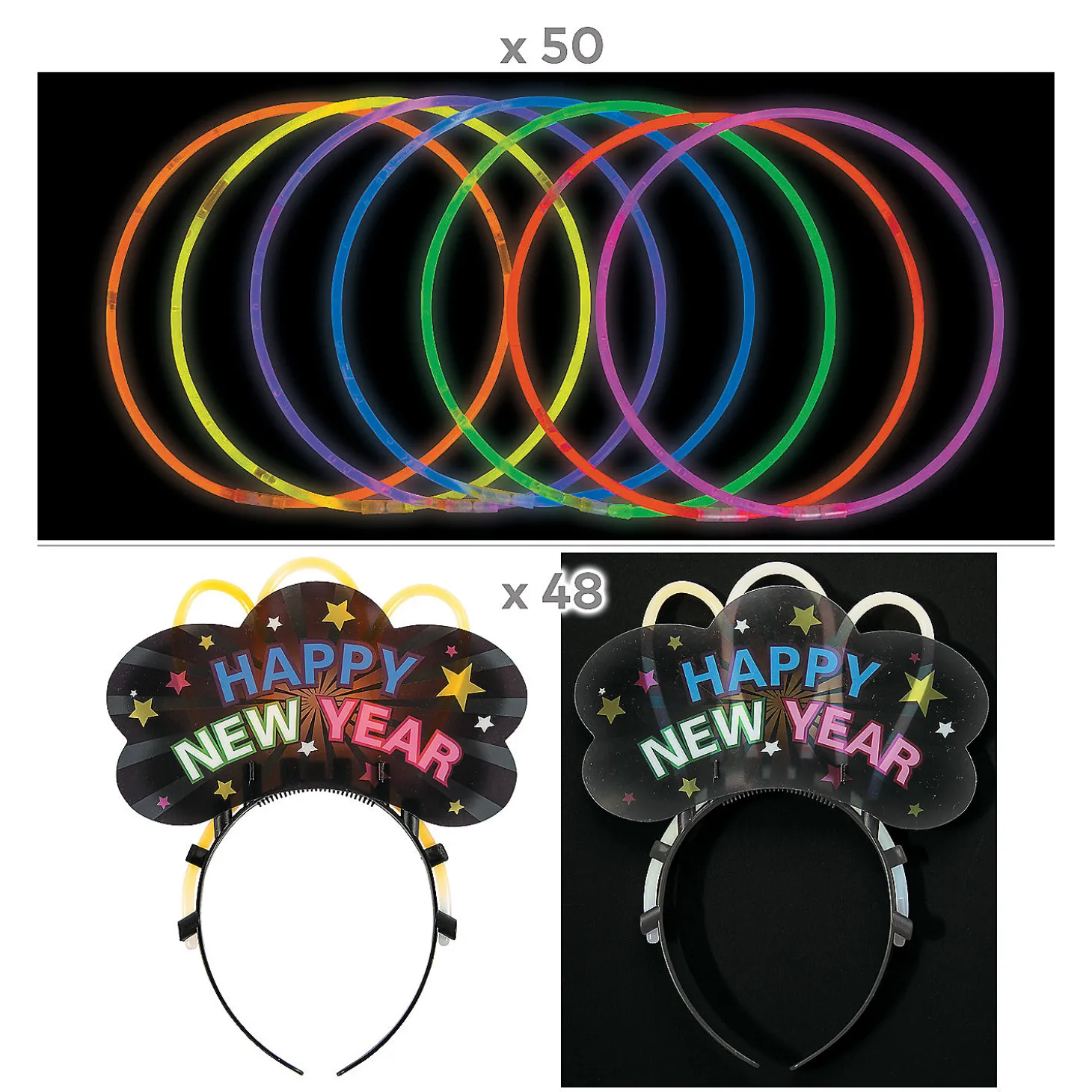 Bulk New Year's Eve Glow Accessories Kit For 48