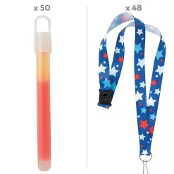 Bulk Patriotic Lanyard & Glow Stick Kit For 48