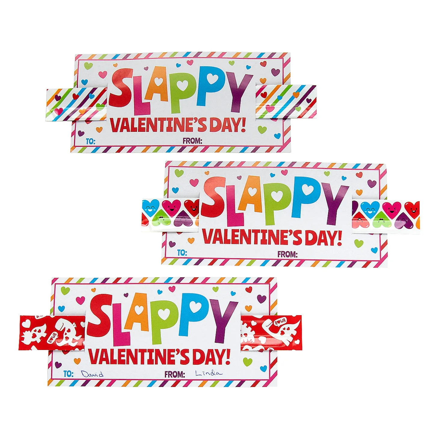 Bulk Slappy Valentine's Day Slap Bracelets With Card For 48